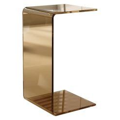 ZILOOK Acrylic Side Table Nordic Clear C-shaped End Table Light Luxury Minimalist Rectangle Corner Snack Table for Living Room Small Spaces 30 * 30 * 65CM Decoration