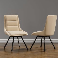 360° Swivel Dining Chairs Set Of 2 Kitchen Side Chairs With Black Metal Legs Armless Corner Chairs For Dining Room Restaurant