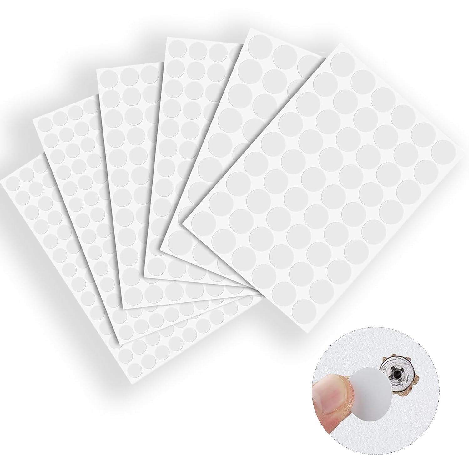 6 Sheets Screw Hole Covers Stickers, 580 Pcs White Self-Adhesive Screw Caps Covers for Furniture Cabinet Shelve Plate (108 Pcs 21 mm/192 Pcs 15 mm/280 Pcs 12 mm)