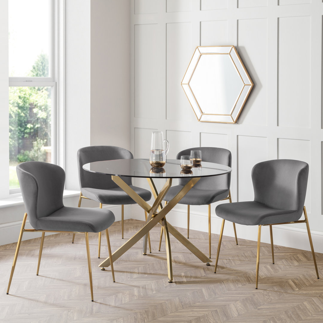SET OF Gerson ROUND TABLE & 4 HARPER GREY CHAIRS