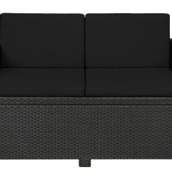 A ATH COLLECTION Rattan Outdoor Seat Cushion Pads Garden Furniture Cushions Chair Padding Patio Water Resistant 2, 3 or 4 Seater Patio Set Sofa Cushions Pads (4 PC Black 2 Seater)
