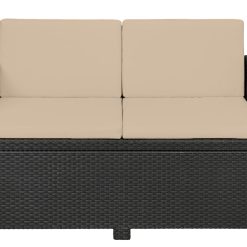 A ATH COLLECTION Rattan Outdoor Seat Cushion Pads Garden Furniture Cushions Chair Padding Patio Water Resistant 2, 3 or 4 Seater Patio Set Sofa Cushions Pads (4 PC Cream 2 Seater)