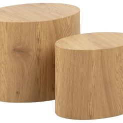 AC Design Furniture Rico Coffee Table Set of 2 in Wild Oak Look, Space-saving Oval Side Tables for the Living Room, Modern Nesting Tables, H: 40 x W: 48 x D: 33 cm and H: 33 x...