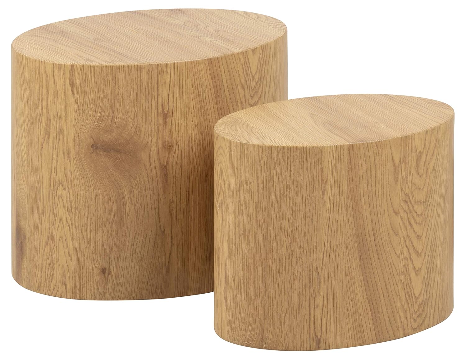 AC Design Furniture Rico Coffee Table Set of 2 in Wild Oak Look, Space-saving Oval Side Tables for the Living Room, Modern Nesting Tables, H: 40 x W: 48 x D: 33 cm and H: 33 x...