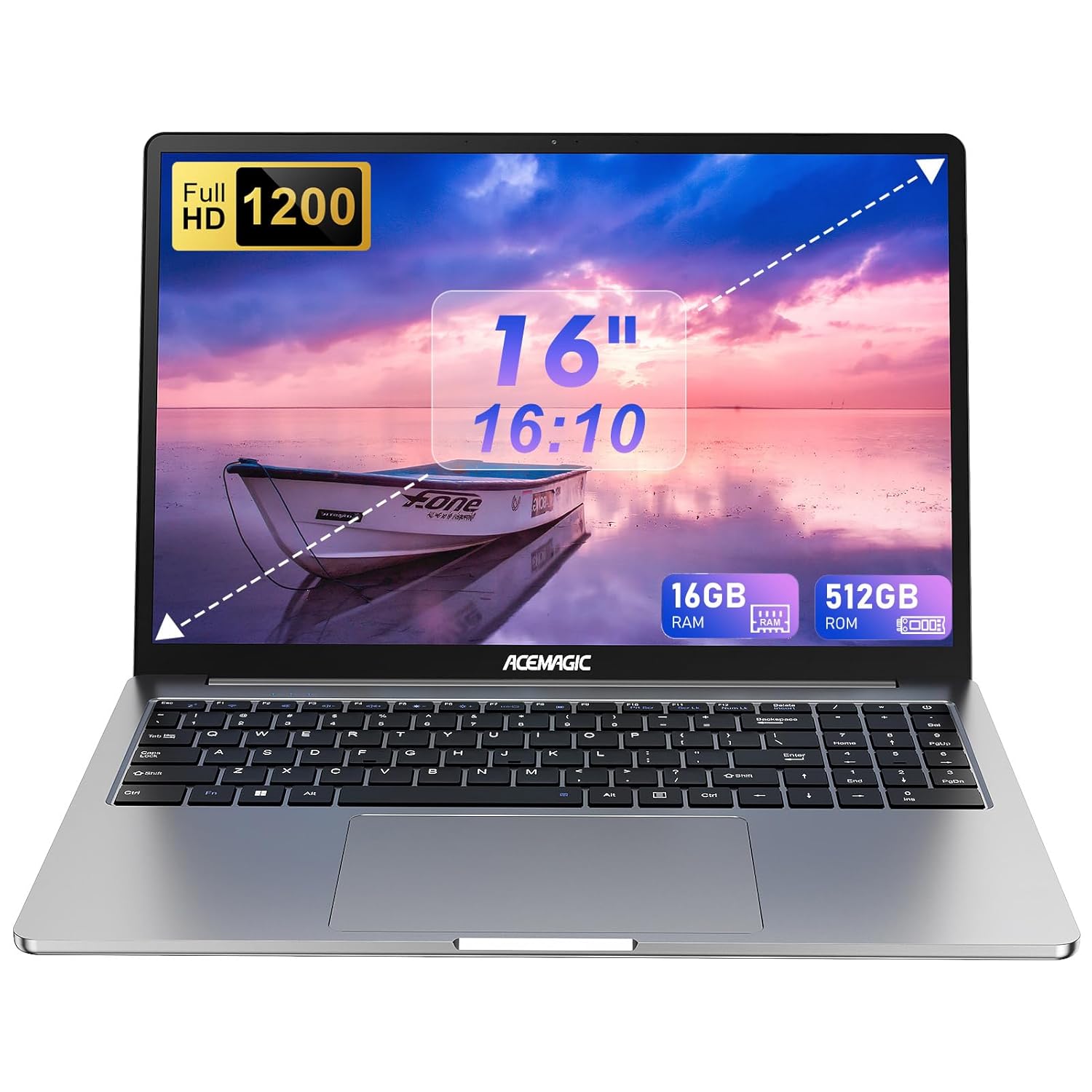 ACEMAGIC 16 inch FHD Display laptop, Quad-Core N-97 Processor Up to 3.6GHz(Beat N5095) laptop computer, 16GB DDR4 512GB SSD Notebook Computers with Metal Body Support WiFi,...