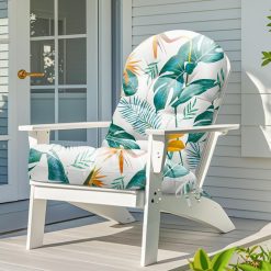 Adirondack Garden Chair Cushion Waterproof Thicken 110x50x10 cm Patio Chair Cushions for Outdoor Indoor Furniture High Back Seat Pad with Ties for Rocking Chairs, Yellow-Green Leaf