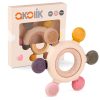 akolik Teething Toys for Baby, Baby teether, Silicone Teething for Babies 0-6 6-12 Months, BPA-Free with Wooden Ring Silicone Chewable Teether