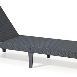 Allibert By Keter Jaipur Rattan Outdoor Garden Sunlounger - Graphite with Cool Grey Cushions