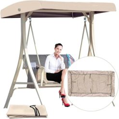 ALSKDJFHG 210D Oxford Cloth Swing Canopy Replacement Cover, Swing Canopy Cover with 4 Reinforced Corner Pockets, Seat Furniture 2-3 Seater Waterproof Top Cover for Patio Swing...