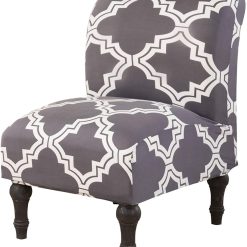 Armless Accent Chair Cover Slipcover, Stretch Spandex Geometric Floral Printed Sofa Chair Covers Furniture Protector Covers Removable Washable for Living Room Hotel (Gray...