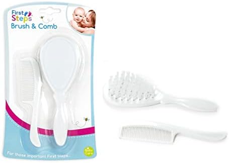 Baby Hair Brush & Comb Set in White Soft & Gentle for your Baby First Steps