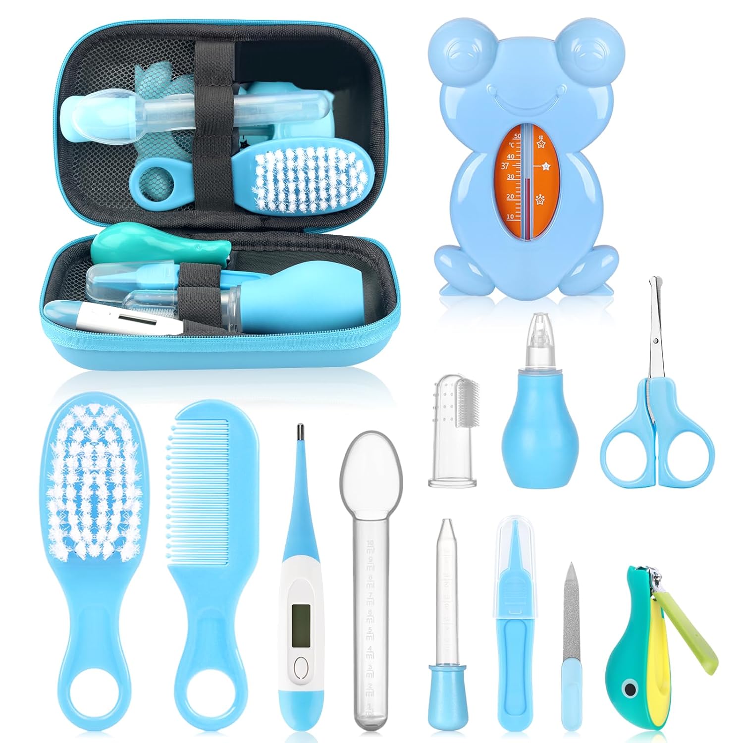 Baby Healthcare and Grooming Kit, Portable Baby Safety Care Set, Baby Essentials kit for Newborn (Blue 13 in 1)