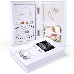 Baby Memory Book, Wooden Keepsake Box for New Parents, Baby Shower Gifts for Girls Boys, Multipurpose Frame Kit Collection Newborn Handprint Footprint, Ultrasound Picture, Tooth...