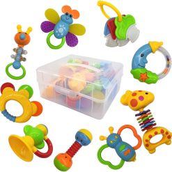 Baby Toys 0-6 Months Baby's Rattles Teether Toys First Baby Rattles Teether Toys Gift Set for Baby Boy Girl 3 6 9 12 Months 11 PCS (Blue for Boys)