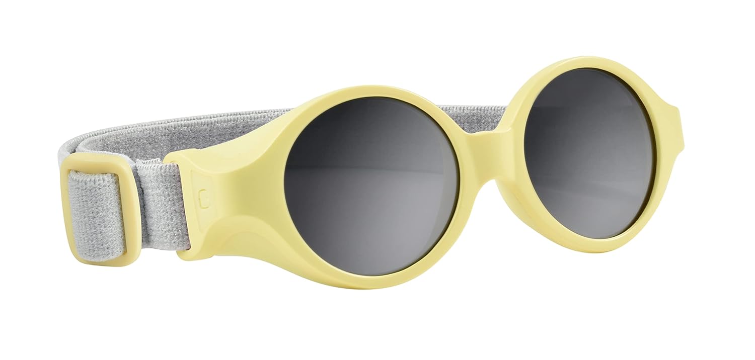 BEABA, Sunglasses for babies 0-9 months, 100% UV Protection - CAT 4, Side Protection, Optimal Comfort, Adjustable elastic headband, Pastel yellow