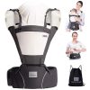 Bebamour Baby Carrier Newborn to Toddler Baby Carrier Hipseat 0-36Months with Head Hood, 3 PCS Teething Pads, Waist Extender, Dark Grey