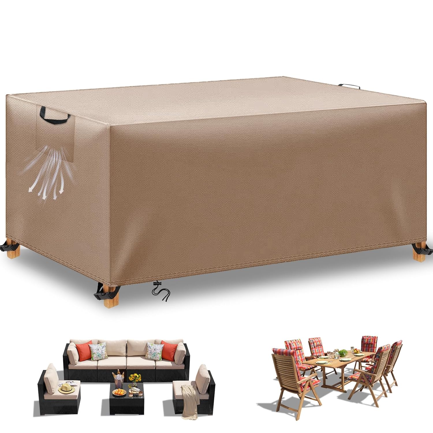 BHFRGAS Garden Furniture Covers Waterproof,200x100x75cm Outdoor Furniture Covers Waterproof,420D Oxford Fabric Patio Furniture Covers Waterproof for Rattan Garden Furniture...