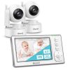 Blemil Upgrade Baby Monitor with 29-Hour Battery, 4.3'' IPS Split-screen Video Baby Monitor with two Cameras and Audio, Remote Pan/Tilt/Zoom, Two-Way Talk, Room Temperature, No...