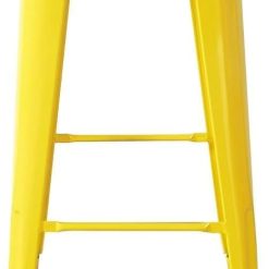 Bolero Bistro Steel High Stool Set (Pack of 4), Yellow, Powder Coated Steel, Industrial Style Stools, Size: 770(H) x 435(W) x 425(D) mm, Stackable, Non-Marking Foot Pads, CH999