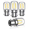 Bonlux 2W B22 LED Pygmy Light Bulbs, Bayonet Cap BC Clear Bulb 240V 15W Incandescent Equivalent, Warm White 2700K for Sewing Machine, Appliance Lamps, Night Light (4-Pack)
