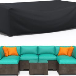 BROSYDA Patio Furniture Covers Waterproof 242x162x100cm with Air Vent, Heavy Duty 600D Garden Furniture Covers Waterproof PU Coating, with Close Straps and Drawstring for Rattan...