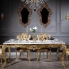 Casa Padrino luxury baroque dining room set white/gold - 1 Dining Table & 6 Dining Chairs - Handcrafted dining room furniture in baroque style - Noble & Magnificent