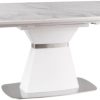 Casa Padrino luxury dining table white/matt white/silver 160-210 x 90 x H. 76 cm - Modern extendable dining room table with ceramic plates in marble look - Dining room furniture