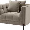 Casa Padrino luxury velvet armchair with 2 cushions greige/black 104 x 95 x H. 68 cm - Luxury Living Room Furniture