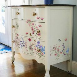 ChicSkin 29X135CM Large Rub on Transfers for Furniture Nightstand Decoration, Watercolor UV DTF Transfers for Furniture Vintage, Floral Furniture Sticker Wild Flowers Cluster