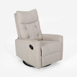 Christopher Knight Home Great Deal Furniture Ishtar Glider Swivel Push Back Nursery Recliner, 35.75D x 25W x 39H in, Beige, Black