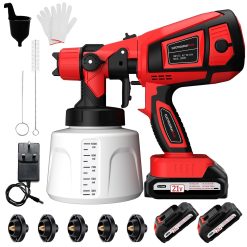 Cordless Paint Sprayer, Paint Sprayers with 21V Battery, Fence Paint Sprayer with 2x 2000mAh Batteries & Charger & 1000ML Container for Walls and Ceilings, Garden Furniture, Sheds