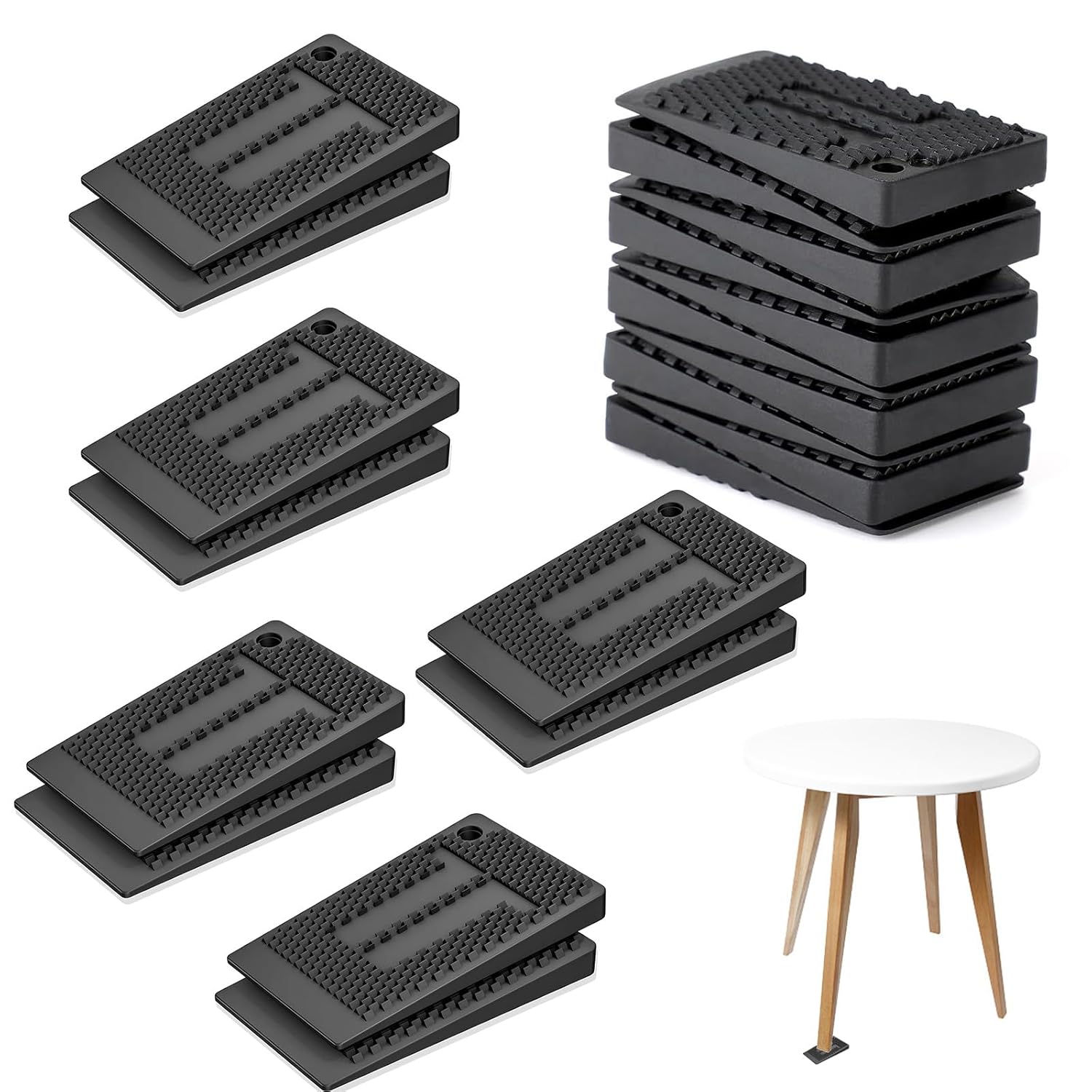 Cyleibe 20 Pack Furniture Leveling Pads, Flexible Rubber Table Leverler Pads, Leveling Shims for Home Improvement, Level Wedges,Cabinet Shims,Chair Shims, Waterproof Non-Slip,...