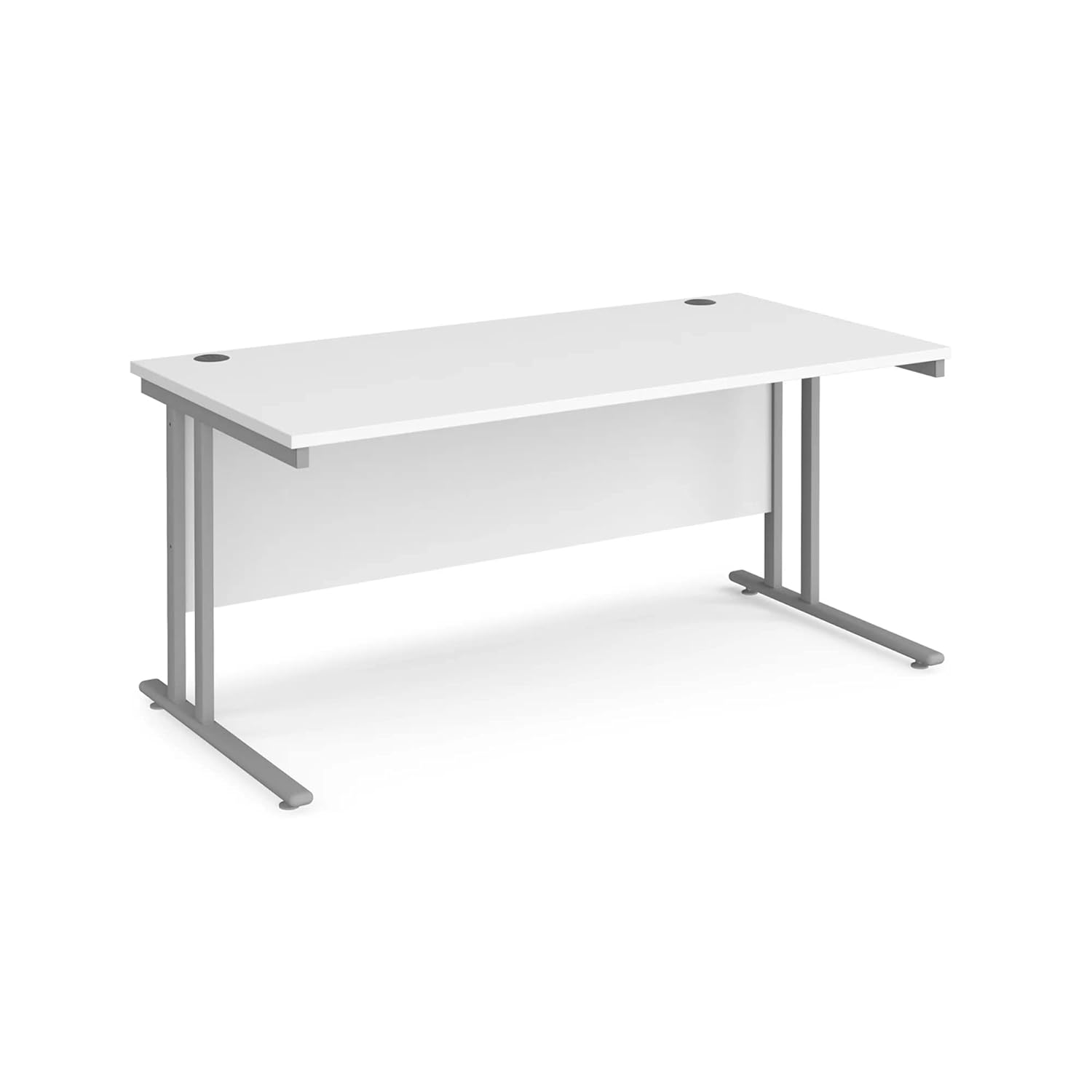 DAMS Maestro 25 SL straight desk 1600mm x 800mm - silver cantilever frame, white top
