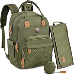 Dikaslon Changing Bag Backpack, Large Nappy Back Pack Multifunction Baby Bags with Portable Changing Mat, Pacifier Holder, and Stroller Straps, for Mom and Dad