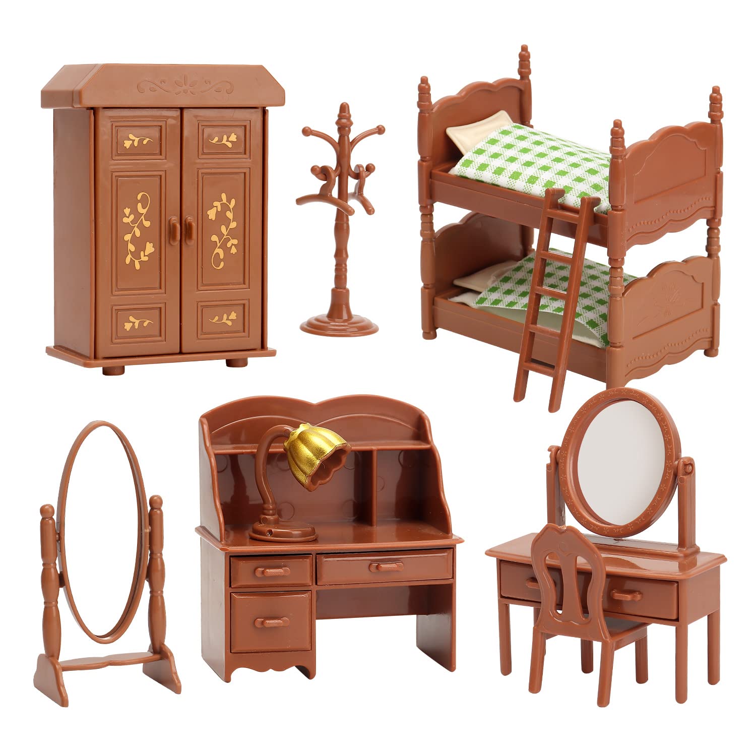 Dollhouse Furniture Set for Kids Toys Miniature Doll House Accessories Pretend Play Toys for Boys Girls & Toddlers Age 3+ with bedroom