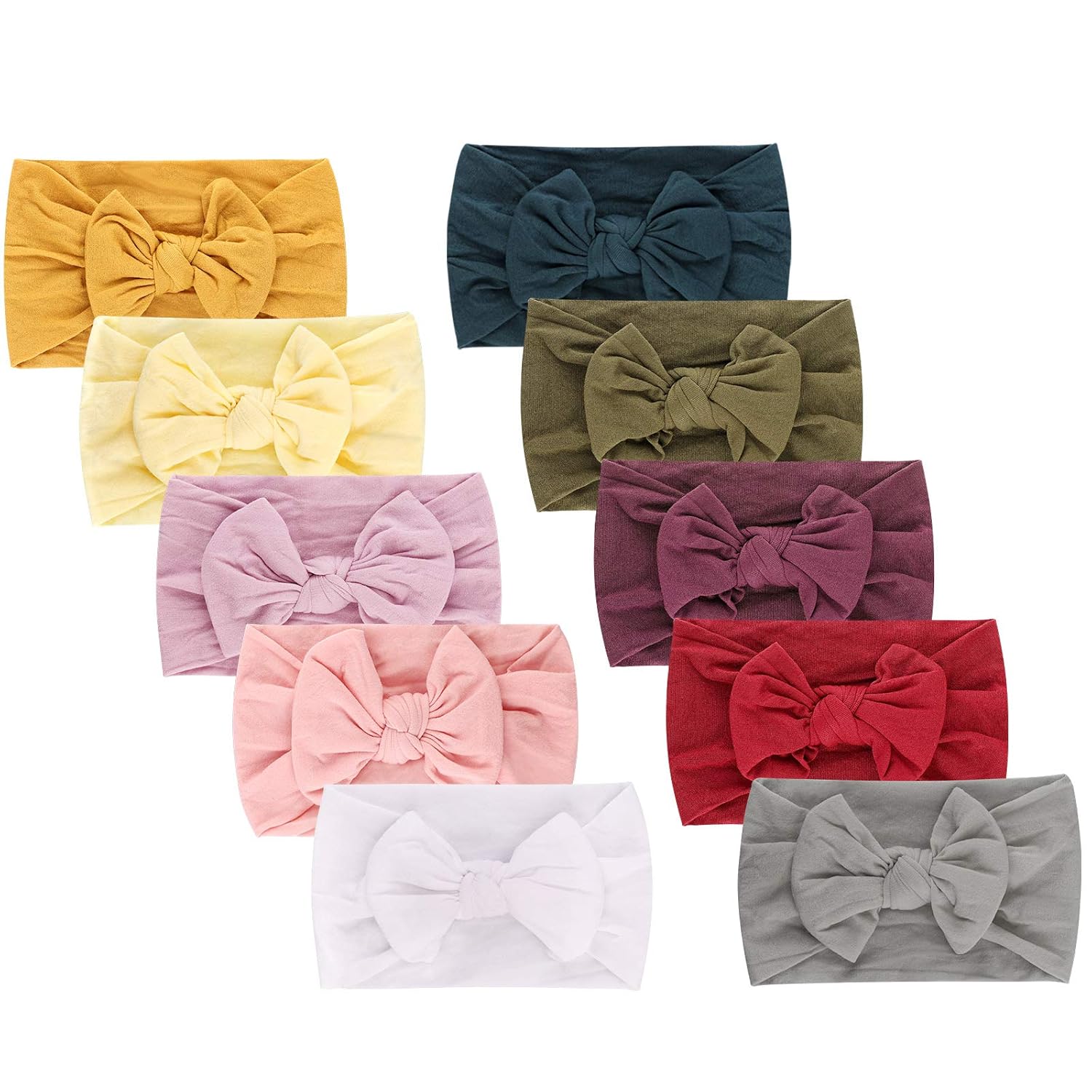 DRESHOW 10 Pack Baby Headbands for Girls Newborn Baby Nylon Headbands with Bows Hair Accessories