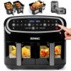 Duronic AF34 BK Triple Drawer 10L Digital Air Fryer with Visual Window, Dual Zone, 10-in-1 Large Drawer AirFryer for Family, Uses No Oil, Air Fry, Roast, Bake, Dishwasher Safe...