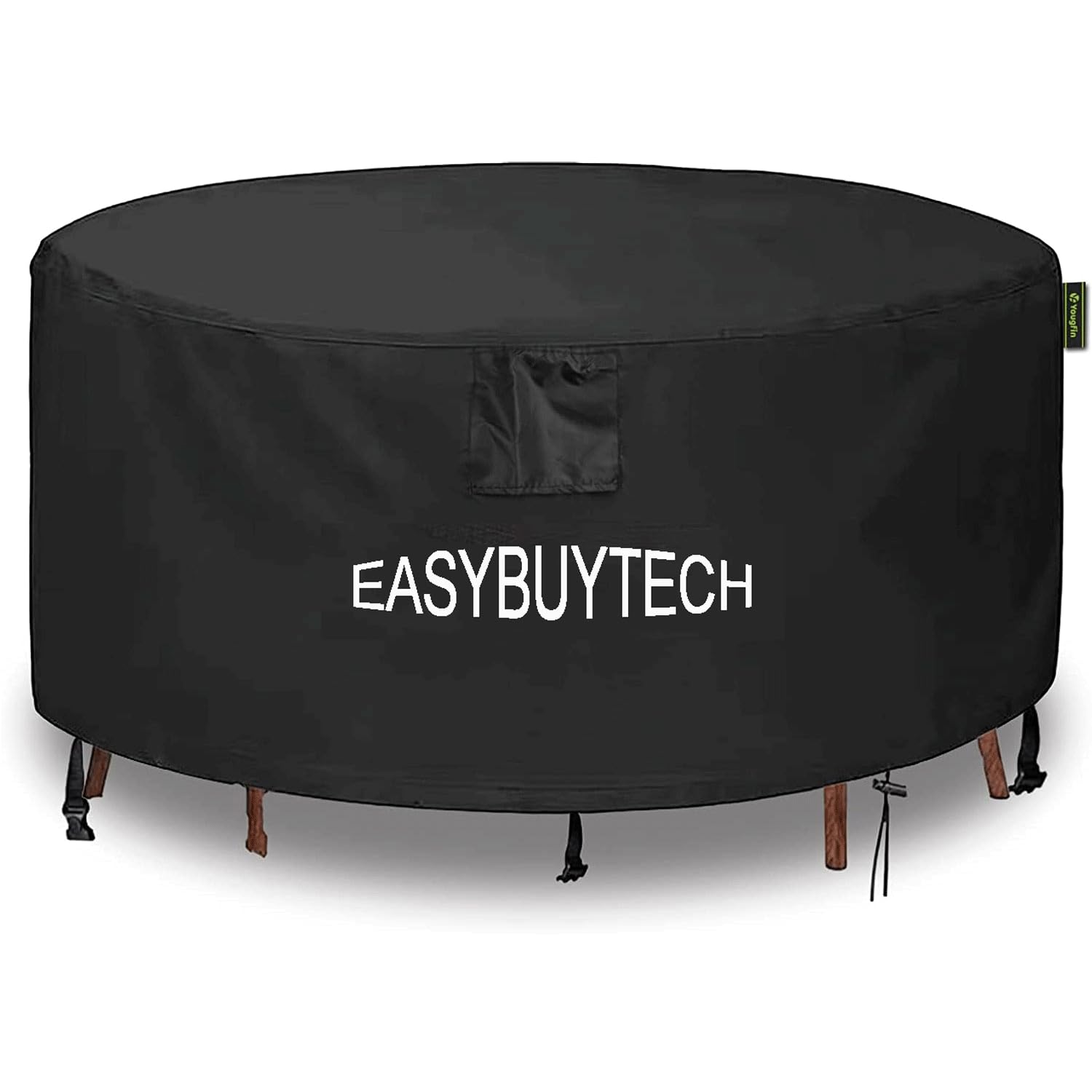 EASYBUYTECH Round Patio Table Cover, 420D Circle Patio Furniture Covers, Outdoor Furniture Cover Waterproof, UV Resistant, Windproof, Dustproof,Ø190x80cm