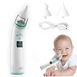 Electric Nasal Aspirator Baby,Portable Baby Nasal Aspirator,Baby Nose Suckers Automatic Nose Cleaner with 2 Silicone Tips, Adjustable Suction 3 Level, Music and Light Soothing...