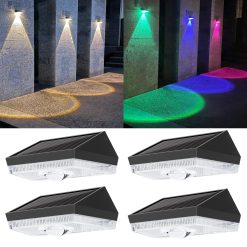 ELLASAY Solar Fence Lights Outdoor Garden,10 Color Modes Garden Lights Solar Powered Waterproof, Bright Solar Lights for Outside Deck Patio Gate Yard Decoration-4Pack