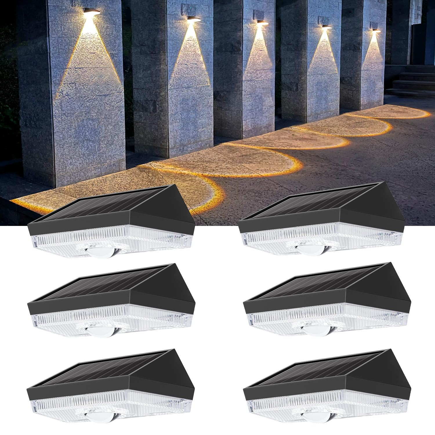 ELLASAY Solar Fence Lights Outdoor Garden,10 Color Modes Garden Lights Solar Powered Waterproof, Bright Solar Lights for Outside Deck Patio Gate Yard Decoration-6Pack
