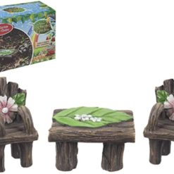 Enchanting Multicolor Secret Fairy Garden Bench & Chairs Set - (Pack of 3) - Artisan Crafted & Magical Outdoor Decor - Perfect for Fairy Lovers & Dreamy Gardens