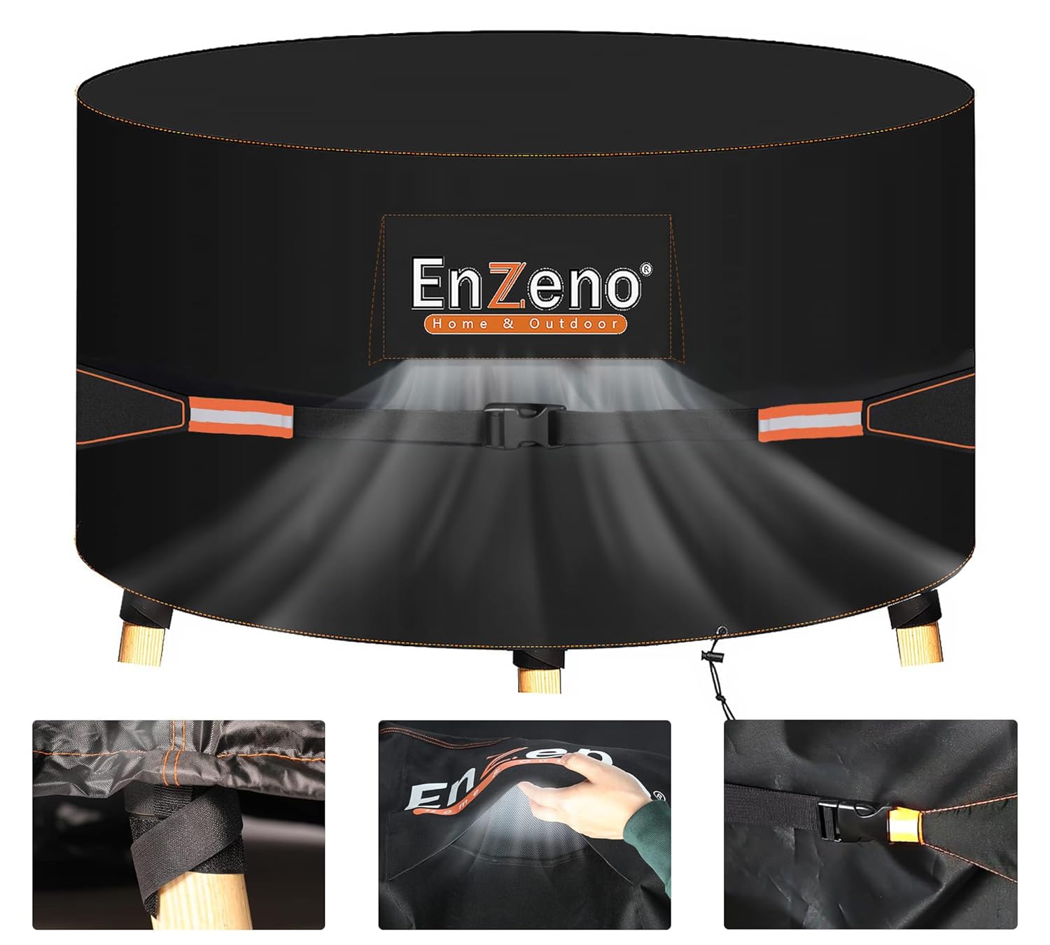 Enzeno Garden Furniture Cover Round Waterproof, Garden Table Cover with Air Vent, Round Patio Table Cover 420D Oxford Cloth Patio Outdoor Circular Table Cover Windproof Anti-UV,...