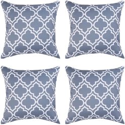 Eternal Beauty Outdoor Cushion Covers Polyester 4PCS 18"x18", Waterproof Square Throw Pillow Case for Garden Furniture Sofa with Invisible Zipper, Grey (45cmx45cm)