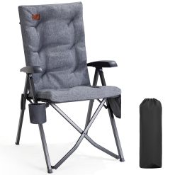 EVER ADVANCED Luxury Camping Chairs for Adults Heavy Duty Loadable 150kg High Back Oversized Folding Garden Chair Padded 6cm Comfy with Cup Holder Side Pocket Dining Chairs...