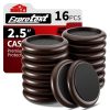 Ezprotekt Φ 63,5 mm Non Slip Wood Furniture Caster Cups, 16 PCS Furniture Pads for Hardwood Floors, 2.5” Sofas Beds Chairs Coasters with Anti-Slide Round EVA Pads -Dark Brown
