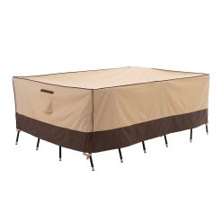 F&J Outdoors Garden Furniture Cover Waterproof 6 Chairs 7 Piece Outdoor Sectional Cover 244x162x80cm Eco-friendly Fabric UV Resistant,Beige+Brown