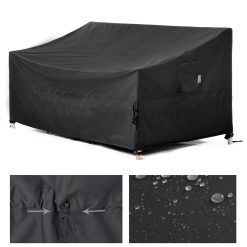 F&J Outdoors Garden Sofa Covers Waterproof 2-3 Seater Outdoor Loveseat Covers UV Resistant Heavy Duty Durable Garden Bench Cover Sofa Cover, Black,158x99x66/91cm