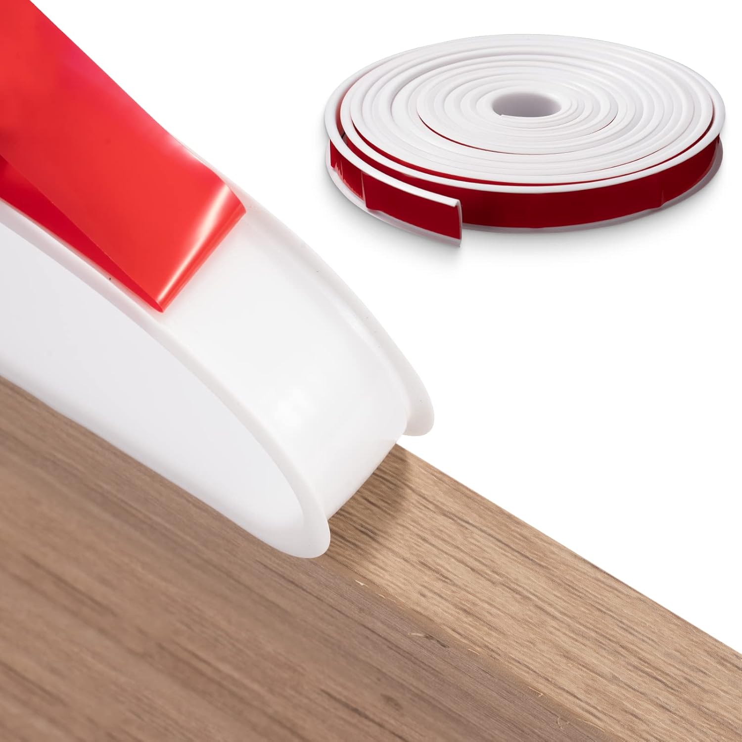 FAKILO 5m×18mm U-Shape Flexible Furniture Edge Banding, White TPE Self Adhesive Veneer Edging Strip Edge Protector, DIY Furniture Edge Trim for Table Cabinets Chairs Shelves...