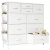 Flrrtenv White Chest of Drawers, 100cm Wide Dresser for Bedroom with 10 Drawers, Fabric Storage Drawers Fit for Nursery, Living Room, Closet - White